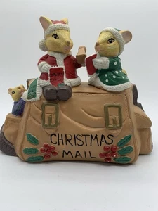 Vintage Keramik Weihnachtskartenhalter Weihnachtsmann und Frau Claus Mäuse ABC Co.  - Bild 1 von 10