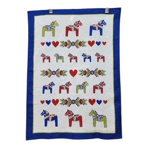Skandinavisk Hemslojd Scandinavian Dala Horse Tea Kitchen Towel Anna Linderholm - Picture 1 of 10