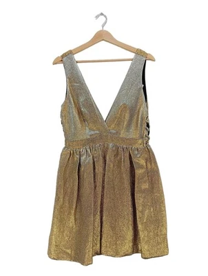 SANDRO Robe à bretelles Dames Robe T EU 38 doré élégant - Photo 1/4