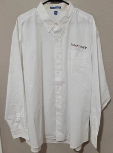 Port Authority Shirt Mens 2XL White Button Up Long Sleeve Pocket SunPower Logo - Picture 1 of 8