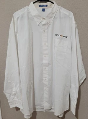 Port Authority Shirt Mens 2XL White Button Up Long Sleeve Pocket SunPower Logo - Image 1 of 4