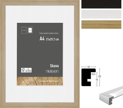 Nielsen Holz-Bilderrahmen Skava 13x18 cm bis 70x100 cm mit Passepartout - Bild 1 von 4