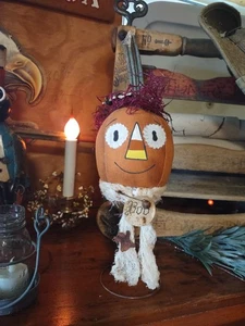 Handmade Pumpkinhead On An Antique Rusty Bed Spring - Picture 1 of 3