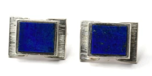 Manschettenknöpfe designer cufflinks 835er Silber blau Lapislazuli  70er Jahre - Bild 1 von 7
