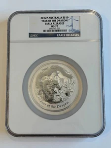 2012 P Australia Australian Silver $10 10 oz Lunar Year of the Dragon NGC MS 70 - Picture 1 of 2