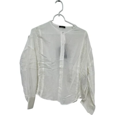 Massimo Dutti Womens Blouse Shirt S Small Buttons White Lace Detail 5106/806 NWT - Image 1 of 4