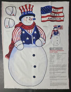 America! Daisy Kingdom Patriotic Snowman Winter Wall Door Panel Cut & Sew Fabric - Picture 1 of 4