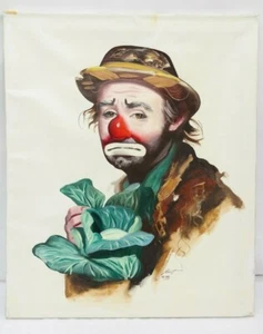 Clown Painting Rusty Rust EMMETT KELLY Painting Oil Canvas 1982 1/250 24" x 20" - Picture 1 of 10