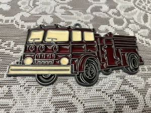 Fire Truck Suncatcher Window Stained Glass Firefighter Collectible Measures 5.5" - Picture 1 of 7