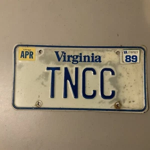 TNCC Personalized Virginia License Plate Vintage 1989 - Picture 1 of 6