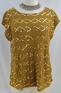 YELLOW BIRD light knit top Anthropologie $168 Sequin Pullover thin Sweater SZ S - Picture 1 of 8