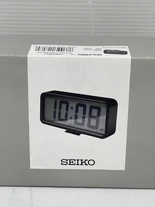 New Seiko LCD LED light Table Alarm Clock QHL048KL Black Rare - Picture 1 of 6