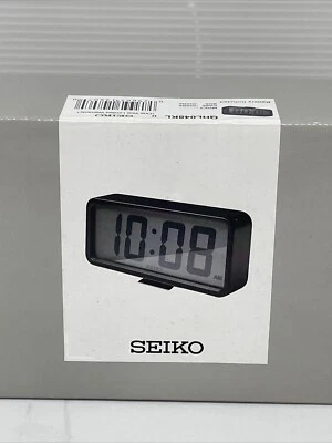 New Seiko LCD LED light Table Alarm Clock QHL048KL Black Rare - Image 1 of 4