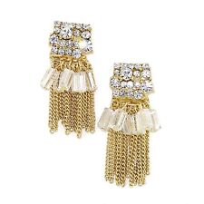 Kristin Perry 14k Gold Plated Tassel Chandelier Beaded Crystal Earrings