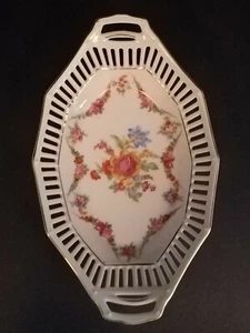 Schumann Dresden Style Flowers Reticulated Vegetable Serving Dish ~ Mid Century - Picture 1 of 4