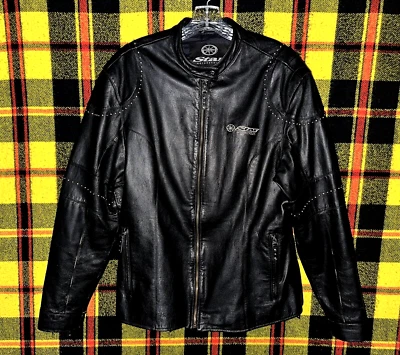 Yamaha Star Black Leather Motorcycle Jacket Size XXL Padded Zip Pockets - Image 1 of 4
