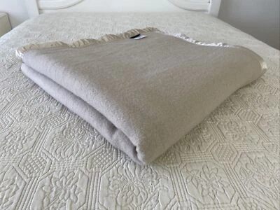 Morgan & Finch Latte / Cream Queen Wool Blanket 4 Sides Satin Bound - image 1 of 4