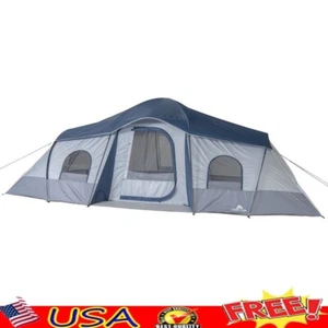 10 Person Cabin Tent Easy Set Up 3 Room Design W/ 2 Entrances Weather Resistant - Picture 1 of 6