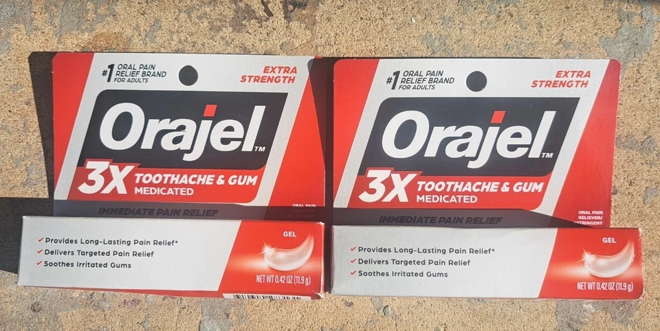 2 Orajel Extra Strength 3x Toothache & Gum Medicated Gel 2 x  0.42oz EXP 1/26 - Image 1 of 1