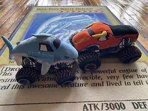 Lot Of 2 Monster Jam 15” Plush Monster Trucks El Toro Loco & Megalodon EUC Grave - Picture 1 of 13