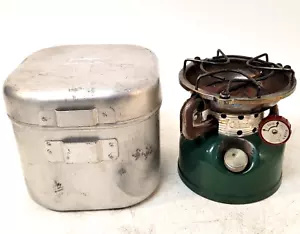 Coleman 2 / 1966 Single Burner Green 502 Stove W Case / Cook Kit - Picture 1 of 21