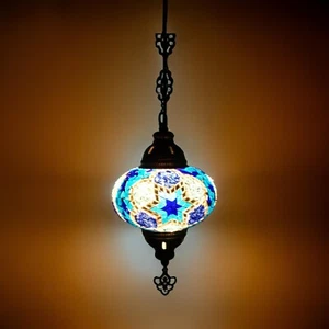 Lampada a mosaico lampada a mosaico lampada a sospensione orientale / BLU / luci di Samarcanda - Foto 1 di 4