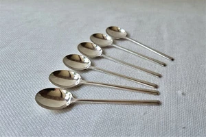 Vintage Set Six Art Deco St Silver Coffee Spoons B'ham 1939 William Suckling - Picture 1 of 7