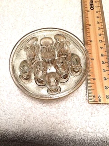 CLEAR GLASS FLOWER FROG Heavy Round Vintage Floral Arranging 11 Hole Paperweight - Picture 1 of 3