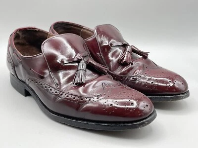 Vintage Stafford Mens Dress Shoes Comfort Loafers 7D Burgundy Red Tassel Slip On - Image 1 of 4