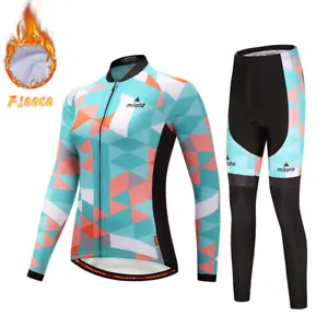 Winter Bike Clothing Women's Thermal Fleece Biking Jersey and Padded Pants Kit - Picture 1 of 12