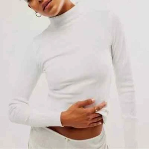 Free People Ribbed Mock Neck Top Womens XS White Dylan - Picture 1 of 7