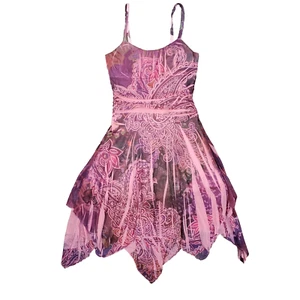 Vestido Babydoll Vintage Y2K Interi Acanalado Dobladillo Asimétrico Hada Caprichoso EE. UU. - Imagen 1 de 12
