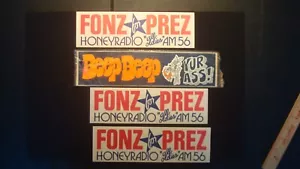 (4) Pegatinas de parachoques vintage - FONZ para PREZ - Road Runner - Honey Radio - Imagen 1 de 5