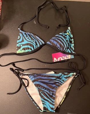 Bikini de cuerda de arrecife talla XS azul/verde estampado animal traje de baño nuevo con etiquetas Foto 1 de 4