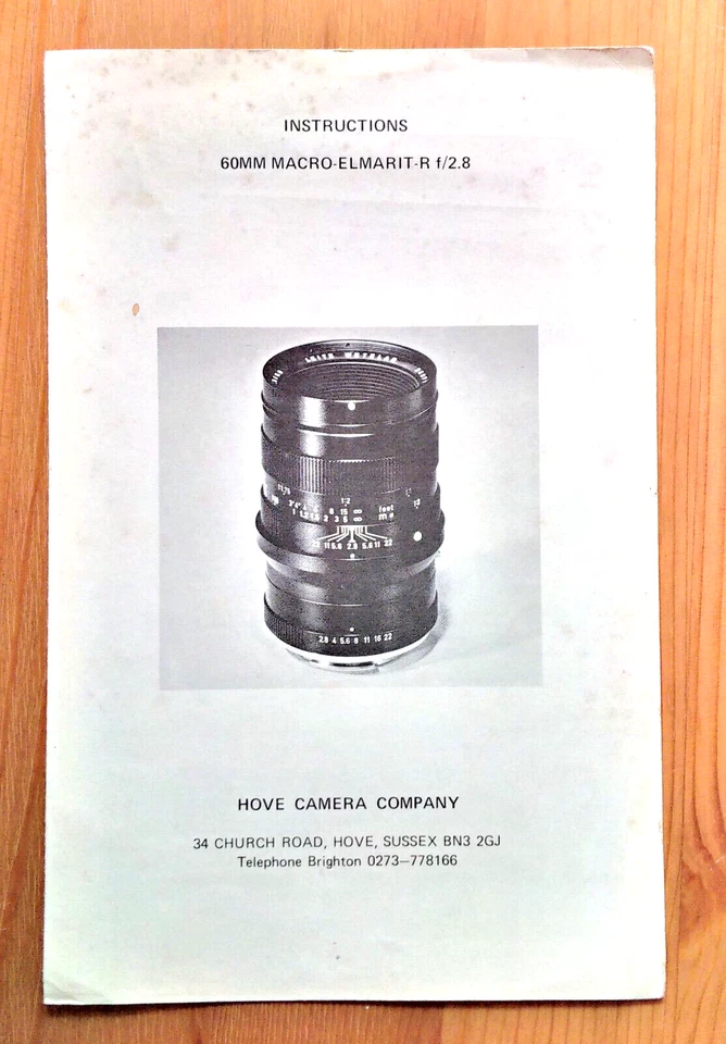 Instruction Manual for Leica Macro Elmarit R 1:2.8 / 60mm Lens — 第 1/1 张图片