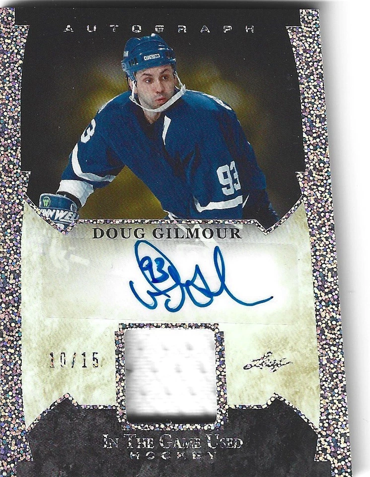 2023 Leaf In The Game Used Silver Sparkle Doug Gilmour Autograph Jersey #10/15 - Image 1 of 2
