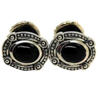 RARA COLECCIÓN DE ARTISTAS DE GEMELOS DE ÓNIX 925 PLATA ESTERLINA SCOTT KAY Foto 1 de 4