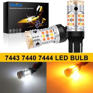 2X 7443 T20 Error Free LED Switchback Turn Signal Parking DRL Light Bulbs Canbus - Picture 1 of 12