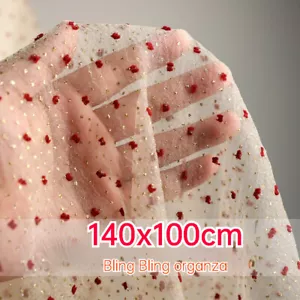 Champagner Organza Tüll Stoff Netz Bronzing Samt Punkte DIY Material Hochzeit - Bild 1 von 10