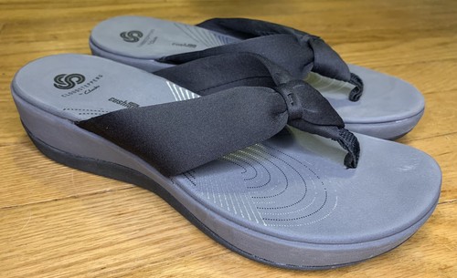 Sandali infradito Clarks Cloudsteppers tessuto morbido comodi neri taglia 8Mtt