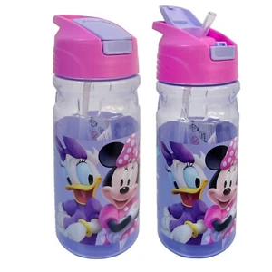 Disney Minnie Mouse Borraccia in Plastica 550ml con Cannuccia Bambini Scuola - Foto 1 di 3