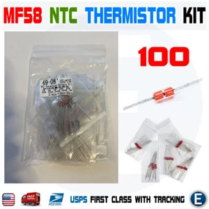 100 Stück MF58 NTC Thermistor Widerstand Kit 1K 2K 5K 10K 20K 50K 100K 200K 500K 1M - Bild 1 von 8