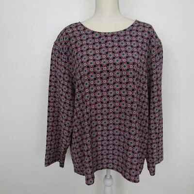 Leslie Fay галантерейная рубашка блузка пуловер лодочка шеи женщин 26 синий красный - Изображение 1 из 4