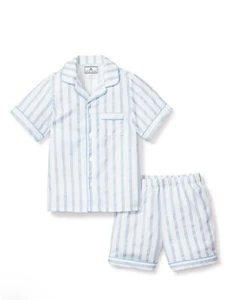 NEW! Petite Plume Twill Pajama Short Set Periwinkle Stripe Blue White SZ 5 - Picture 1 of 9