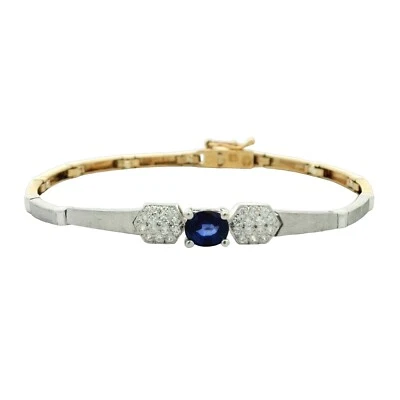 Sapphire & Cubic Zirconia Bracelet In 18K Two-Tone Gold - Image 1 of 4