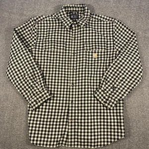 Carhartt Herren XL Loose Fit kariertes Flanellhemd schwarz/weiß Knopfleiste - Bild 1 von 8