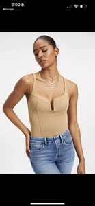 Good American neu Damengröße 5 Pecan Scuba U-Ausschnitt Korsett Tanga Body - Bild 1 von 12