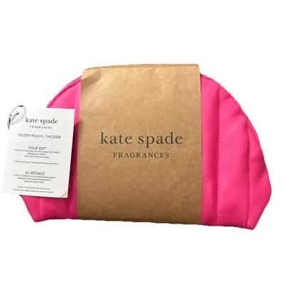 NUEVO Kate Spade Fragancias Nueva York Rosa Caliente Estuche Acolchado Hinchado Bolsa Tolietry Foto 1 de 4