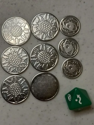 Star Wars FFG X-Wing Miniatures game OFFICIAL promo metal shield & focus tokens - Image 1 of 4