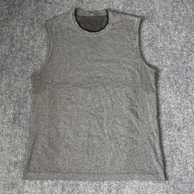 Camisa Lululemon Para Hombres Gris Mediana Sin Mangas Camiseta sin Mangas Entrenamiento Atlético Entrenamiento Foto 1 de 4